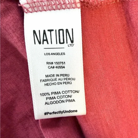 Nation LTD Los Angeles Martine Midi Dress Short Sleeve Tiered Pink 100% Cotton M - Picture 8 of 8